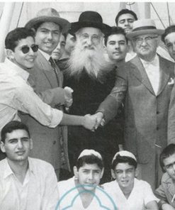 Rabbi Abraham Kalmanowitz with Group of Moroccan Talmidim Arriving in the U.S.