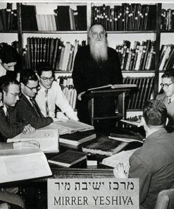 Rabbi Abraham Kalmanowitz with Bochurim at Mirrer Yeshiva