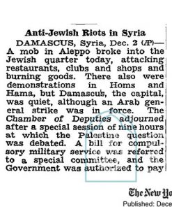 Anti-Jewish Riots in Syria