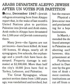 Arabs Devastate Aleppo Jewish Community After UN Votes for Partition