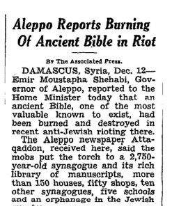 Aleppo Reports Burning of Ancient Bible in Riot